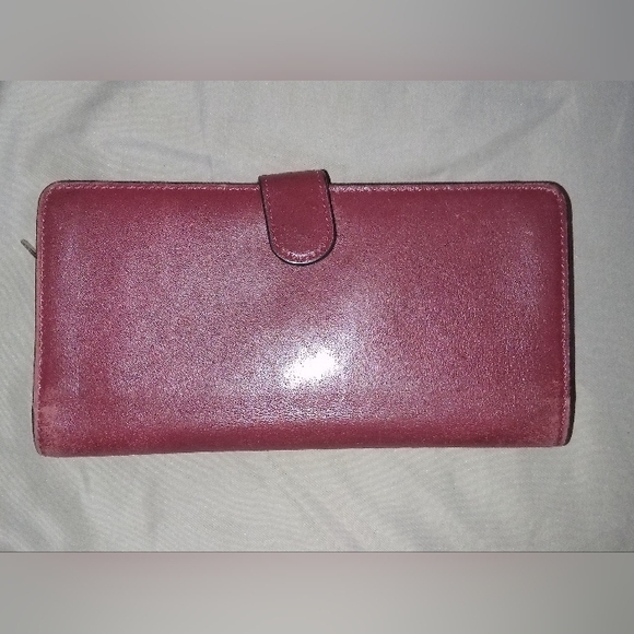 Authentic Vintage Coach New York Long Zipper Wallet Burgundy Wine Bordeaux Plum - Picture 6 of 14